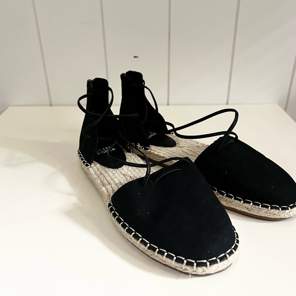 Eileen Fisher NWOT  Espadrille Flats size 6.5 Black